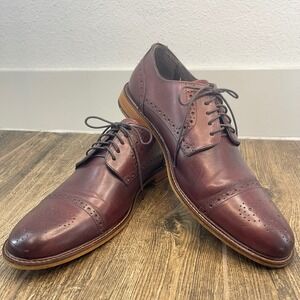 Joseph Abboud Owings Burgundy Leather Cap Toe Oxford Dress Shoes Mens 11.5